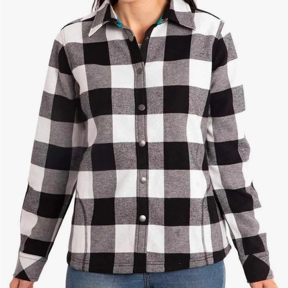 Orvis buffalo plaid fleece-lined flannel shacket - Picture 1 of 7